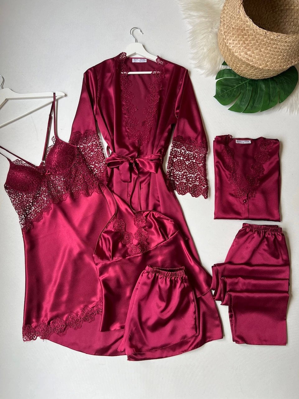 Maroon Bridal Dowry Nighty Set