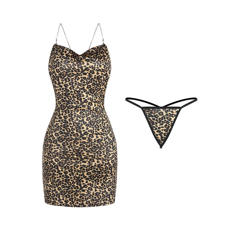 Zaria Leopard Printed Backless Lingerie